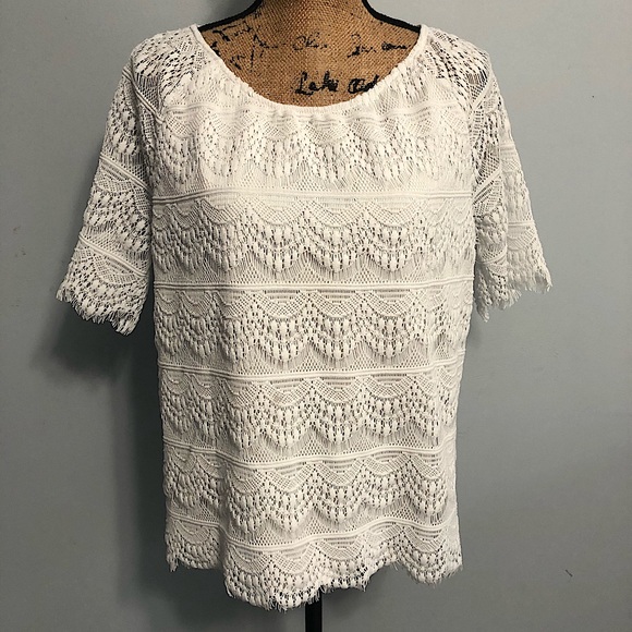 Westport Tops - Westport 1962 White Lace Blouse Size Large